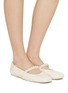 Figure View - Click To Enlarge - STUART WEITZMAN - Goldie Pearl Strap Leather Ballerina Flats