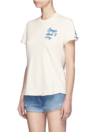 Front View - Click To Enlarge - SANDRINE ROSE - 'Boys don’t' cry' embroidered T-shirt