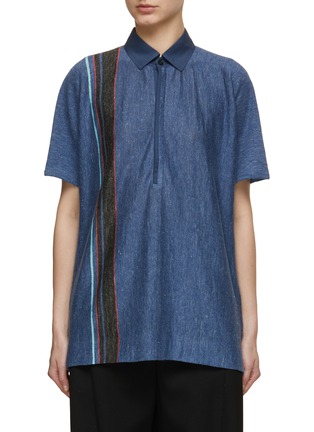 Main View - Click To Enlarge - THE ROW - Eddie Striped Linen Polo Top