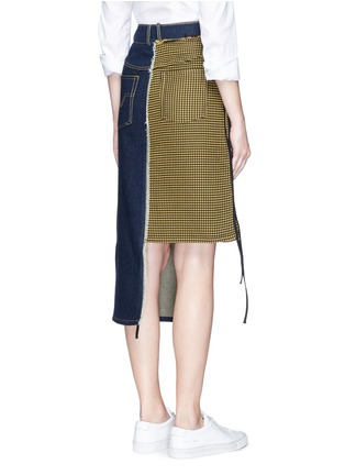 Back View - Click To Enlarge - JINNNN - Asymmetric denim and waffle textured skirt