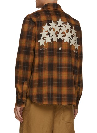 Back View - Click To Enlarge - AMIRI - Leather Star Applique Flannel Shirt