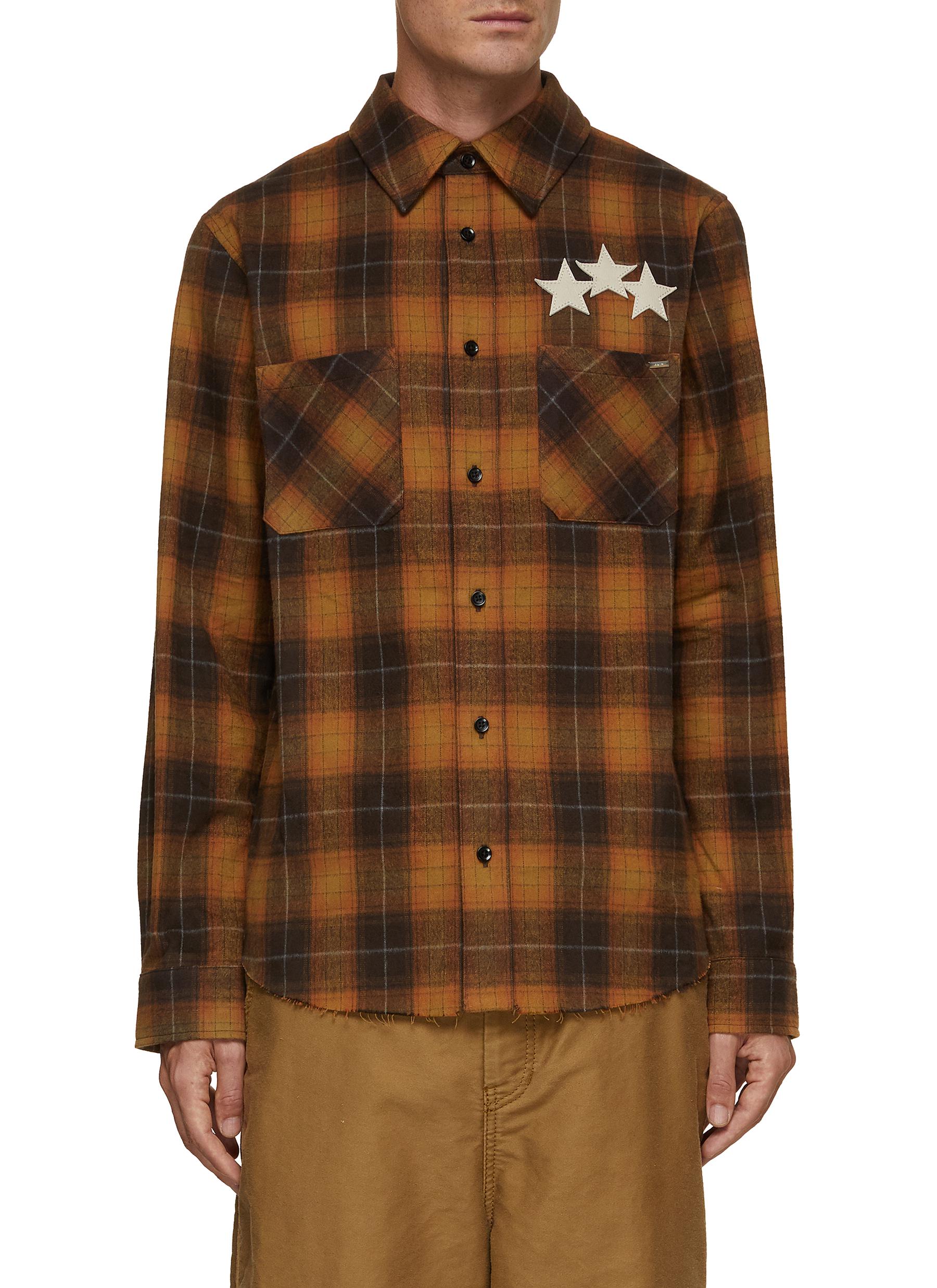Leather Star Applique Flannel Shirt