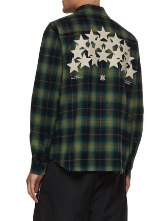 Back View - Click To Enlarge - AMIRI - Leather Star Applique Flannel Shirt