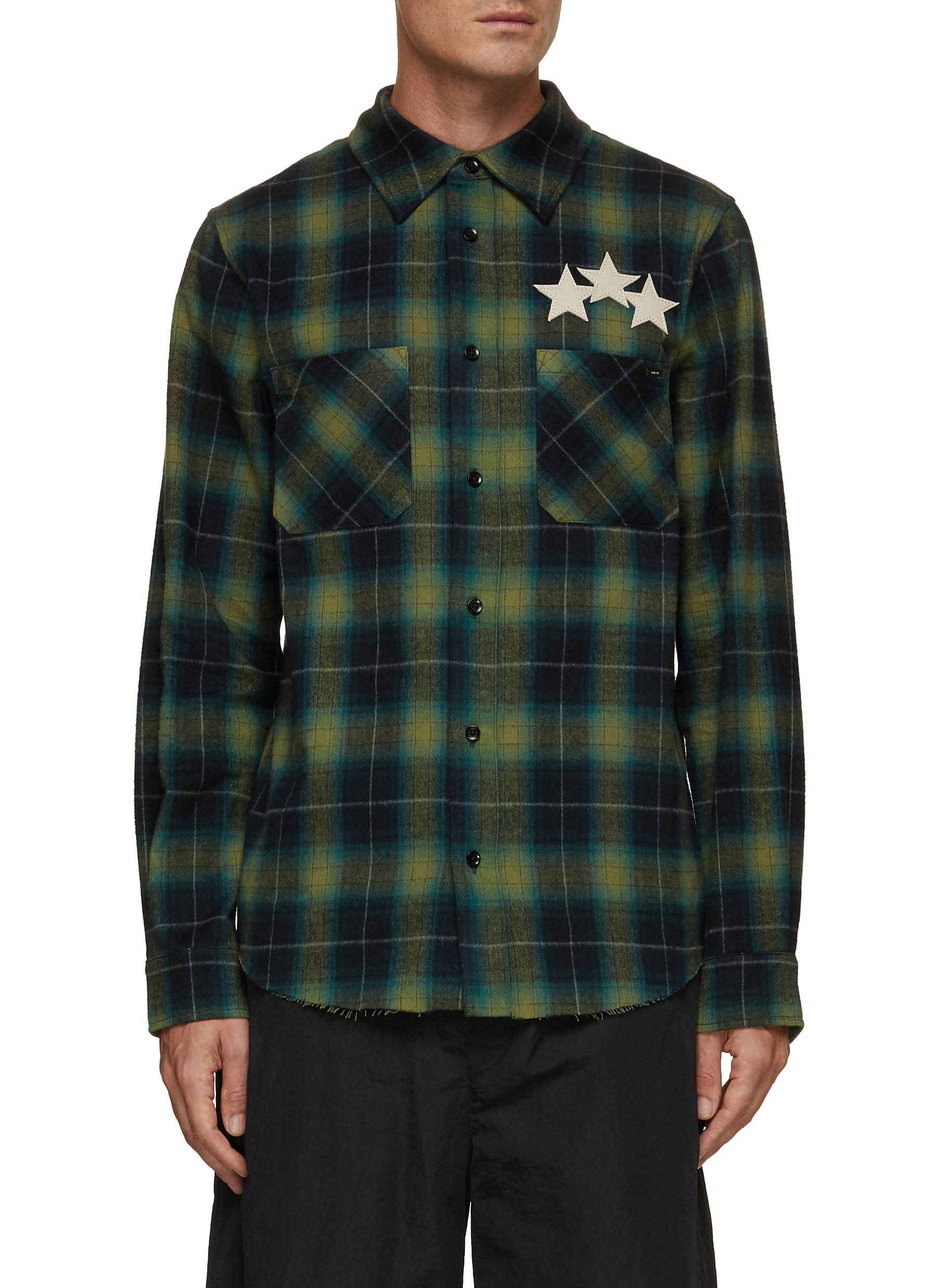 Leather Star Applique Flannel Shirt