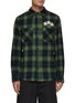 Main View - Click To Enlarge - AMIRI - Leather Star Applique Flannel Shirt