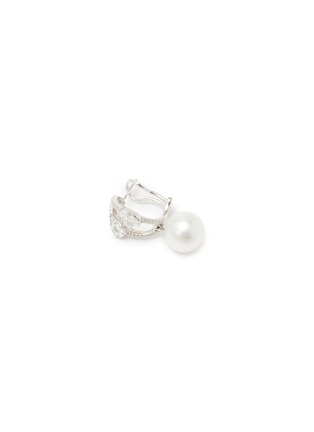 Detail View - Click To Enlarge - YOKO LONDON - Diamond Cultured Pearl 18K White Gold Hoop Earrings