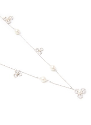 Detail View - Click To Enlarge - YOKO LONDON - Petal Diamond Cultured Pearl 18K White Gold Pendant Necklace