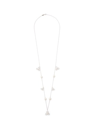 Main View - Click To Enlarge - YOKO LONDON - Petal Diamond Cultured Pearl 18K White Gold Pendant Necklace