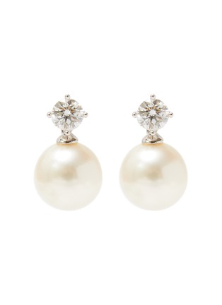 Main View - Click To Enlarge - YOKO LONDON - Classic Diamond Cultured Pearl 18K White Gold Stud Earrings