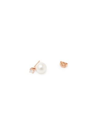 Detail View - Click To Enlarge - YOKO LONDON - Classic Diamond Cultured Pearl 18K Rose Gold Stud Earrings