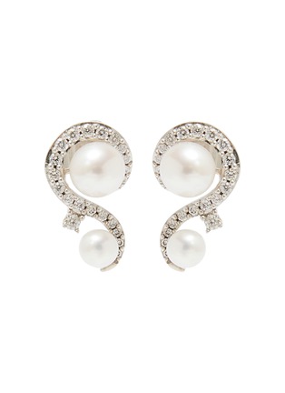 Main View - Click To Enlarge - YOKO LONDON - Trend Diamond Cultured Pearl 18K White Gold Earrings