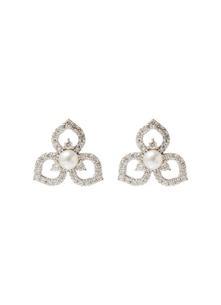 Main View - Click To Enlarge - YOKO LONDON - Petal Diamond Cultured Pearl 18K White Gold Stud Earrings