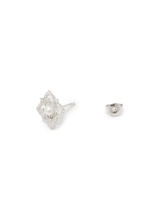 Detail View - Click To Enlarge - YOKO LONDON - Petal Diamond Cultured Pearl 18K White Gold Stud Earrings