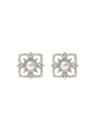 Main View - Click To Enlarge - YOKO LONDON - Petal Diamond Cultured Pearl 18K White Gold Stud Earrings