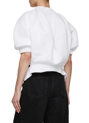 Back View - Click To Enlarge - SACAI - Bubble Sleeve Crochet Texture Zip Jacket