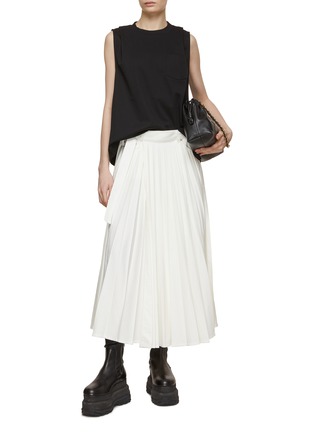 Figure View - Click To Enlarge - SACAI - Pleated Denim Midi Skirt