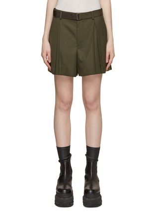 Main View - Click To Enlarge - SACAI - Pleated Belted Tailored Shorts