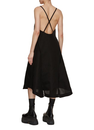 Back View - Click To Enlarge - SACAI - Strappy X-Back Silk Cotton Midi Dress