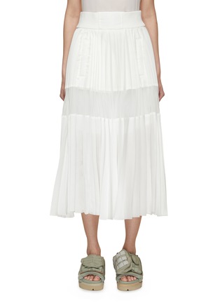 Main View - Click To Enlarge - SACAI - Sheer Insert Pleated Skirt