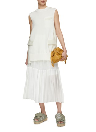 Figure View - Click To Enlarge - SACAI - Sheer Insert Pleated Skirt