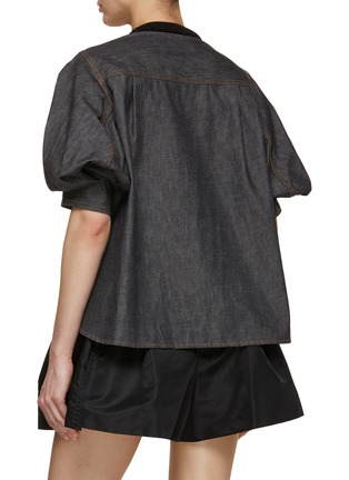 Back View - Click To Enlarge - SACAI - Puff Sleeve Hybrid Denim Top