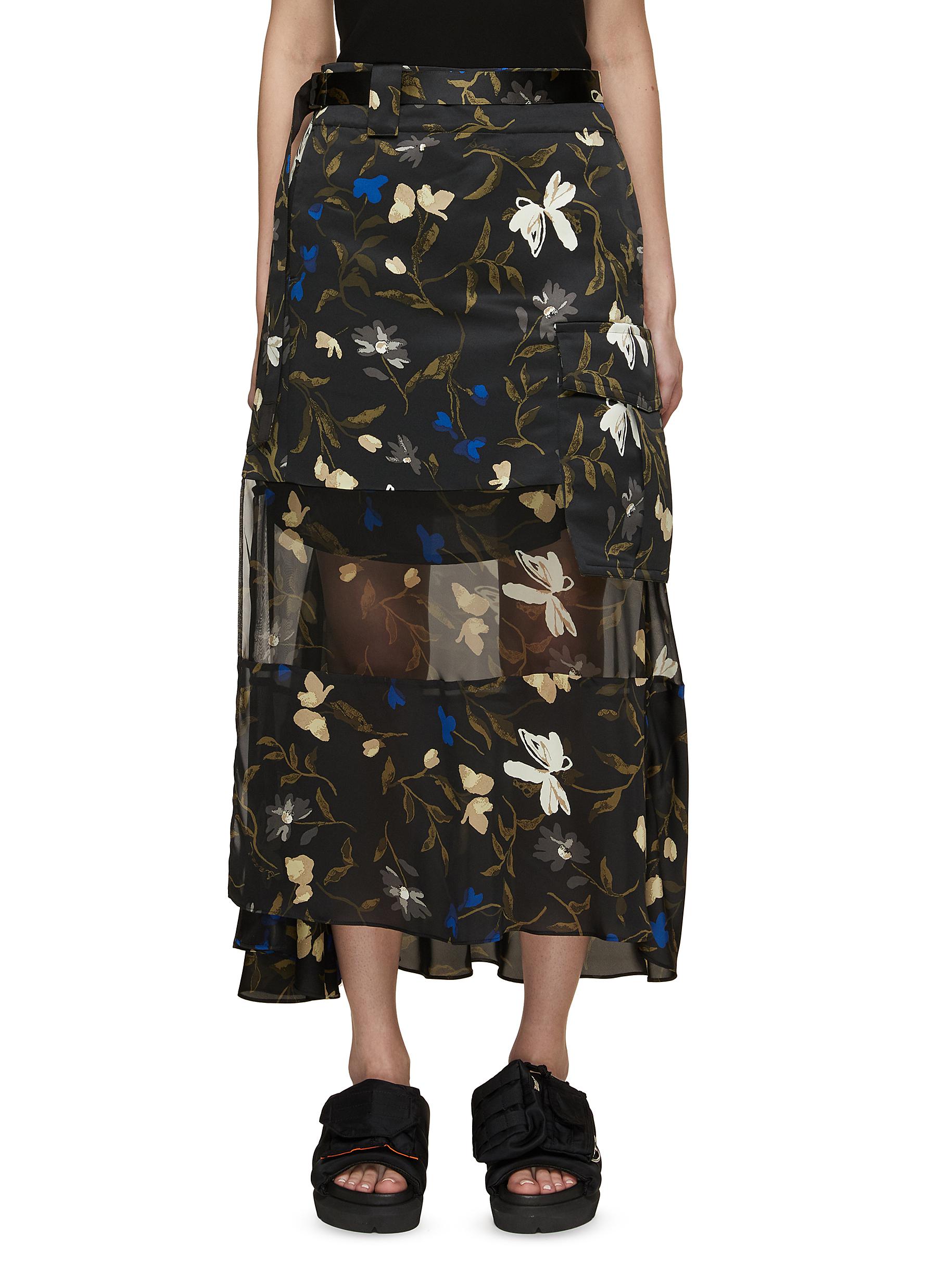SACAI | Floral Print Flowy Midi Skirt | Women | Lane Crawford