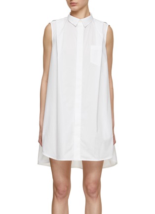 Main View - Click To Enlarge - SACAI - Shoulder Fold Cotton Poplin Shirt Dress