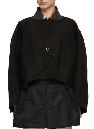 Main View - Click To Enlarge - SACAI - Structured Silk Cotton Short Jacket