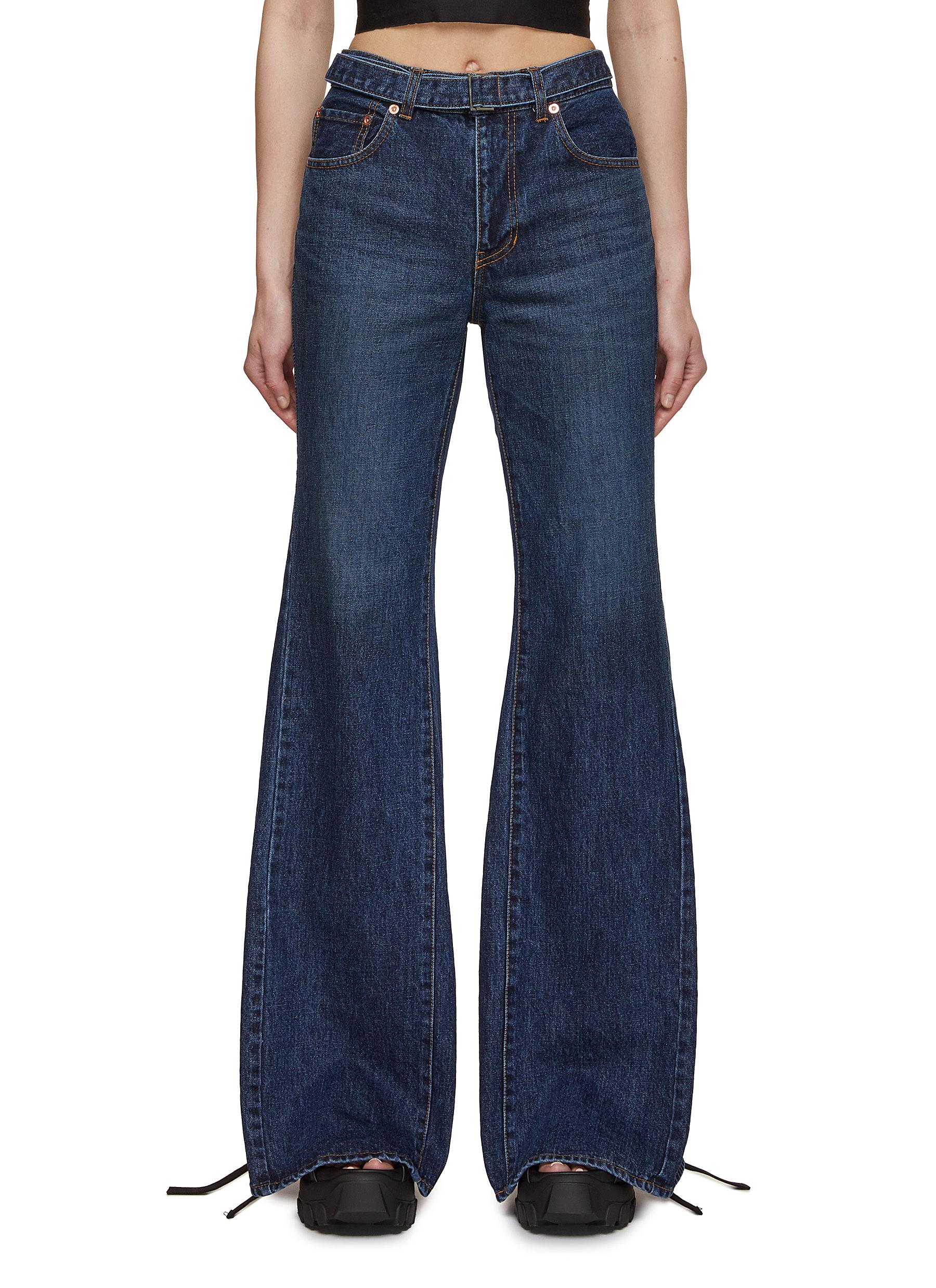 High Waisted Belted Flared Jeans