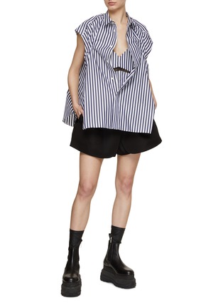 SACAI | Inner Layer Cap Sleeve Striped Poplin Shirt