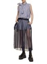 Figure View - Click To Enlarge - SACAI - Pussybow Striped Skirt Dress