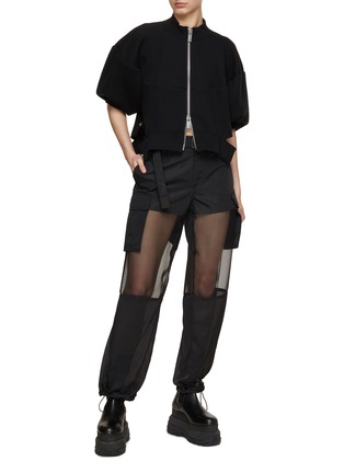 Figure View - Click To Enlarge - SACAI - Sheer Panel Cargo Drawcord Pants