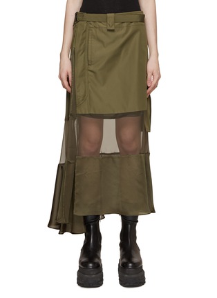 SACAI | Asymmetrical Sheer Chiffon Panel Skirt | Women | Lane Crawford
