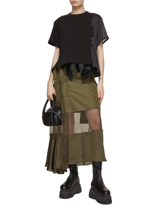 Figure View - Click To Enlarge - SACAI - Asymmetrical Sheer Chiffon Panel Skirt