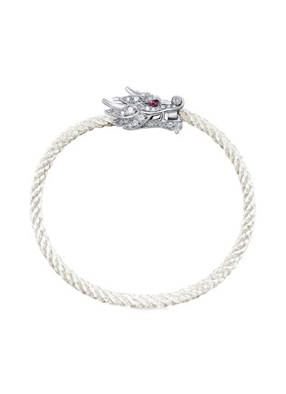 Detail View - Click To Enlarge - YICI ZHAO ART & JEWELS - Zodiac Dragon Head 18K White Gold Diamond Tourmaline Cord Bracelet