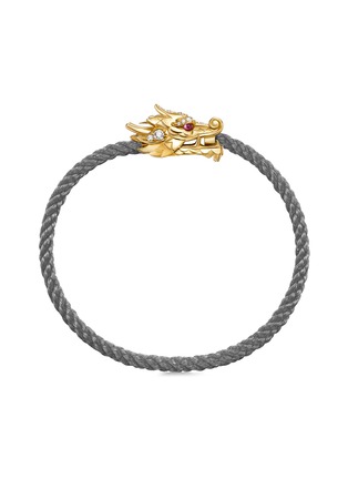 Main View - Click To Enlarge - YICI ZHAO ART & JEWELS - Zodiac Dragon Head 18K Yellow Gold Diamond Tourmaline Cord Bracelet