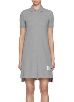 THOM BROWNE | Stripe Trim Cotton Polo Dress | Women | Lane