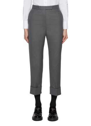 Main View - Click To Enlarge - THOM BROWNE - Classic Backstrap Cropped Wool Trousers