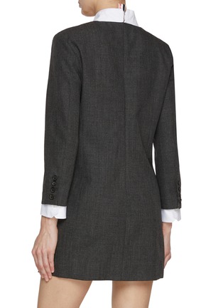 Back View - Click To Enlarge - THOM BROWNE - Peter Pan Collar Mini Wool Shirt Dress