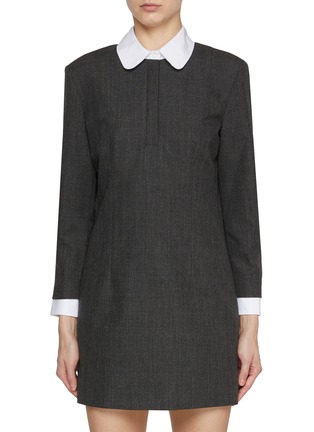 Main View - Click To Enlarge - THOM BROWNE - Peter Pan Collar Mini Wool Shirt Dress