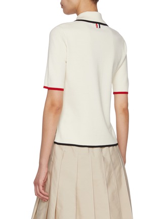 Back View - Click To Enlarge - THOM BROWNE  - Milano Sitch Wool Polo Shirt