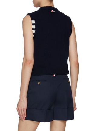 Back View - Click To Enlarge - THOM BROWNE  - Rose Intarsia Wool Knit Top