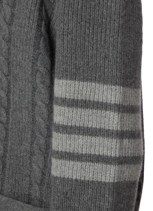  - THOM BROWNE  - Cable Stitch Virgin Wool Cotton Four Bar Stripe Overcoat