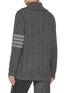 Back View - Click To Enlarge - THOM BROWNE  - Cable Stitch Virgin Wool Cotton Four Bar Stripe Overcoat