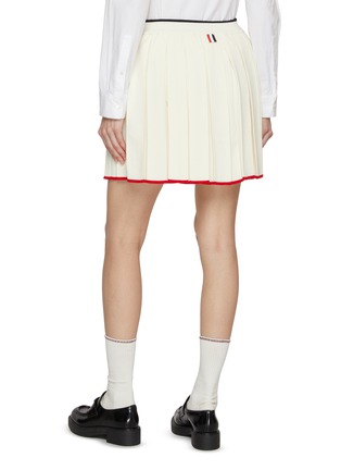 Back View - Click To Enlarge - THOM BROWNE  - Contrast Trim Pleated Wool Blend Skirt