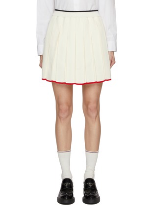 Main View - Click To Enlarge - THOM BROWNE  - Contrast Trim Pleated Wool Blend Skirt