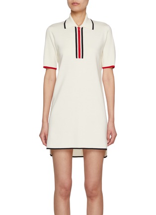 Main View - Click To Enlarge - THOM BROWNE  - Milano Sitch Wool Polo Dress