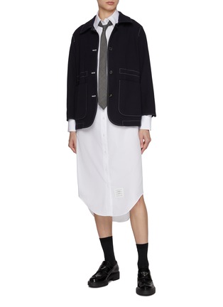 Figure View - Click To Enlarge - THOM BROWNE  - Calf Length Storm Flap Shirt Dress