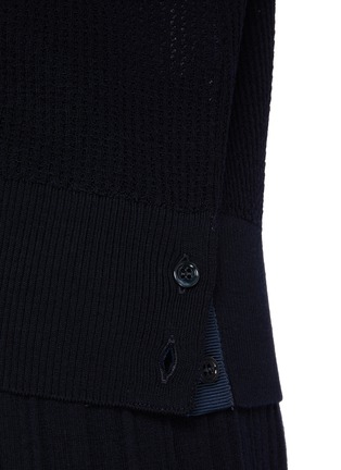  - THOM BROWNE - Tonal 4 Bar Textured Stitch Wool Cardigan