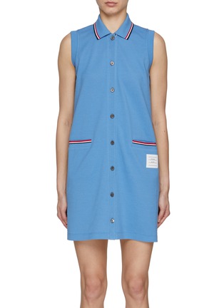 Main View - Click To Enlarge - THOM BROWNE  - Sleeveless Point Collar Cardigan Dress